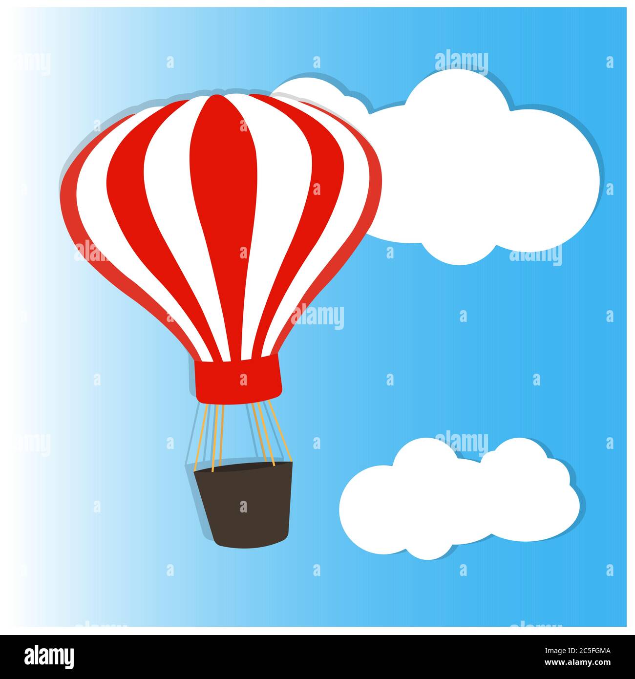 Flying air balloon on white background.. Hot balloon transport in the sky. An aircraft that uses gas that is lighter than air to fly. Vector Stock Vector