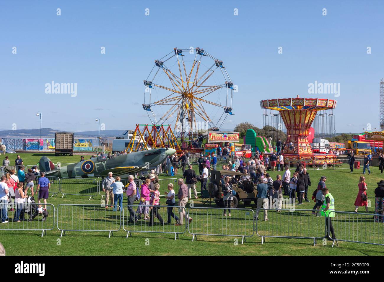 06/09/2015 Morecambe vintage festival with replica spitfire on display Stock Photo