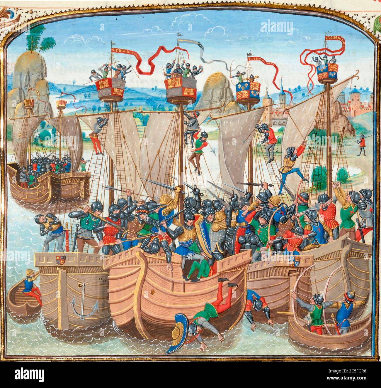 The Naval Battle of La Rochelle, Part of the Caroline phase of the Hundred Years' War The Battle of La Rochelle was a naval battle fought on 22 and 23 June 1372[6] between a Castilian fleet commanded by the Castilian Almirant Ambrosio Boccanegra and an English convoy commanded by John Hastings, 2nd Earl of Pembroke. Stock Photo