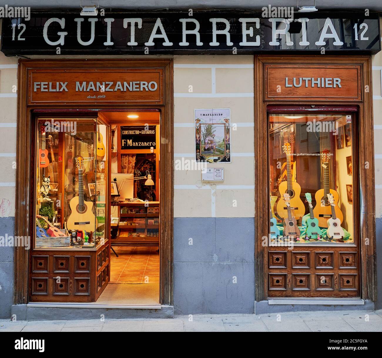 The guitar workshop of luthier Felix Manzanero in Madrid, Spain 2020 Stock Photo