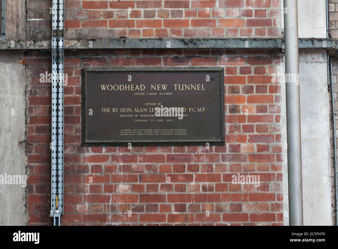 Woodhead new tunnel plaque now located at Manchester Piccadilly platform 1 Stock Photo
