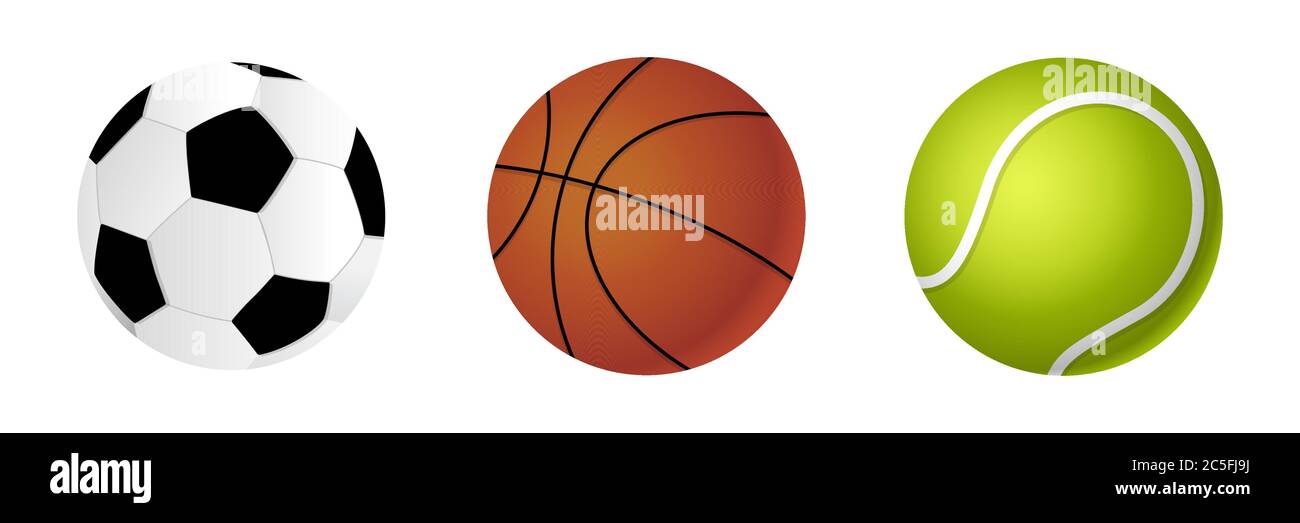 Set of sport ball on white background. Balls for soccer, basketball and ...