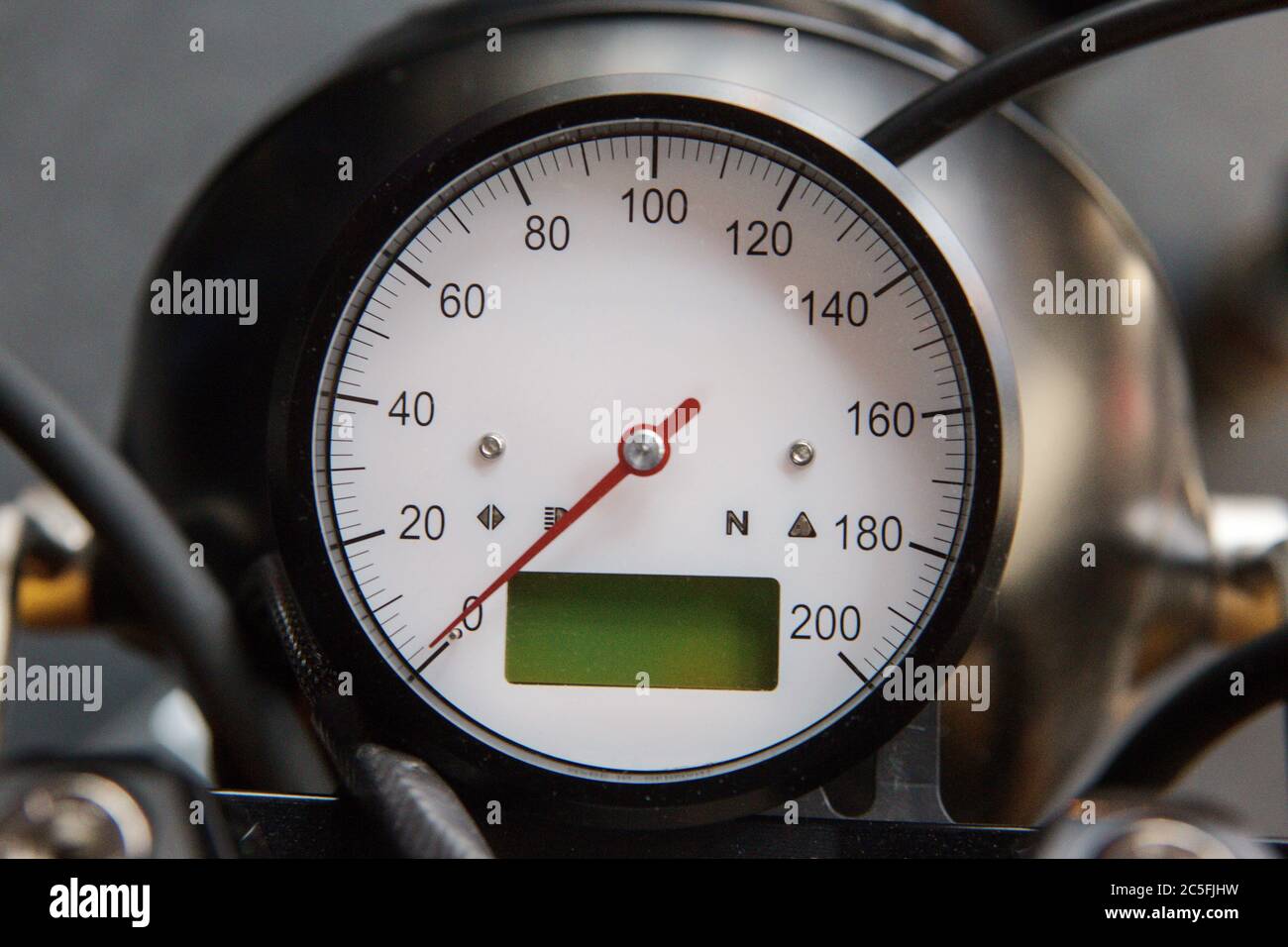close up detail image of speedometer dial on a motorbike Stock Photo