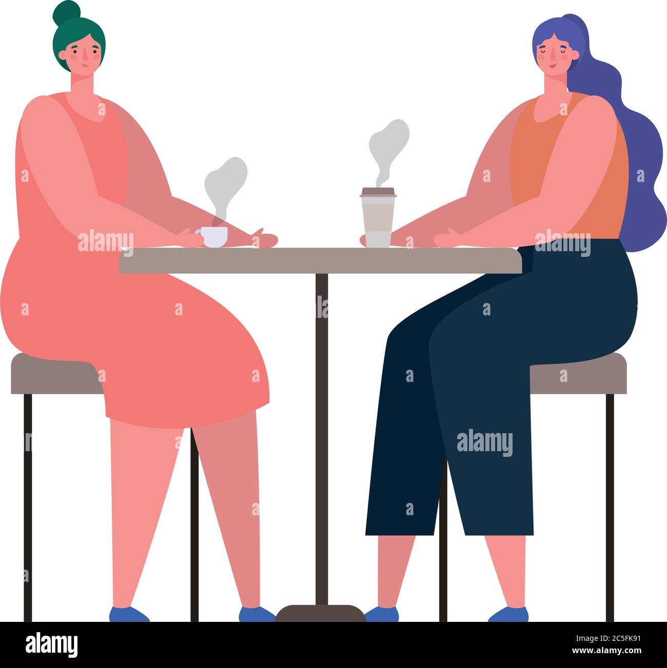 women avatars on table with coffee mug design, Woman girl female person ...
