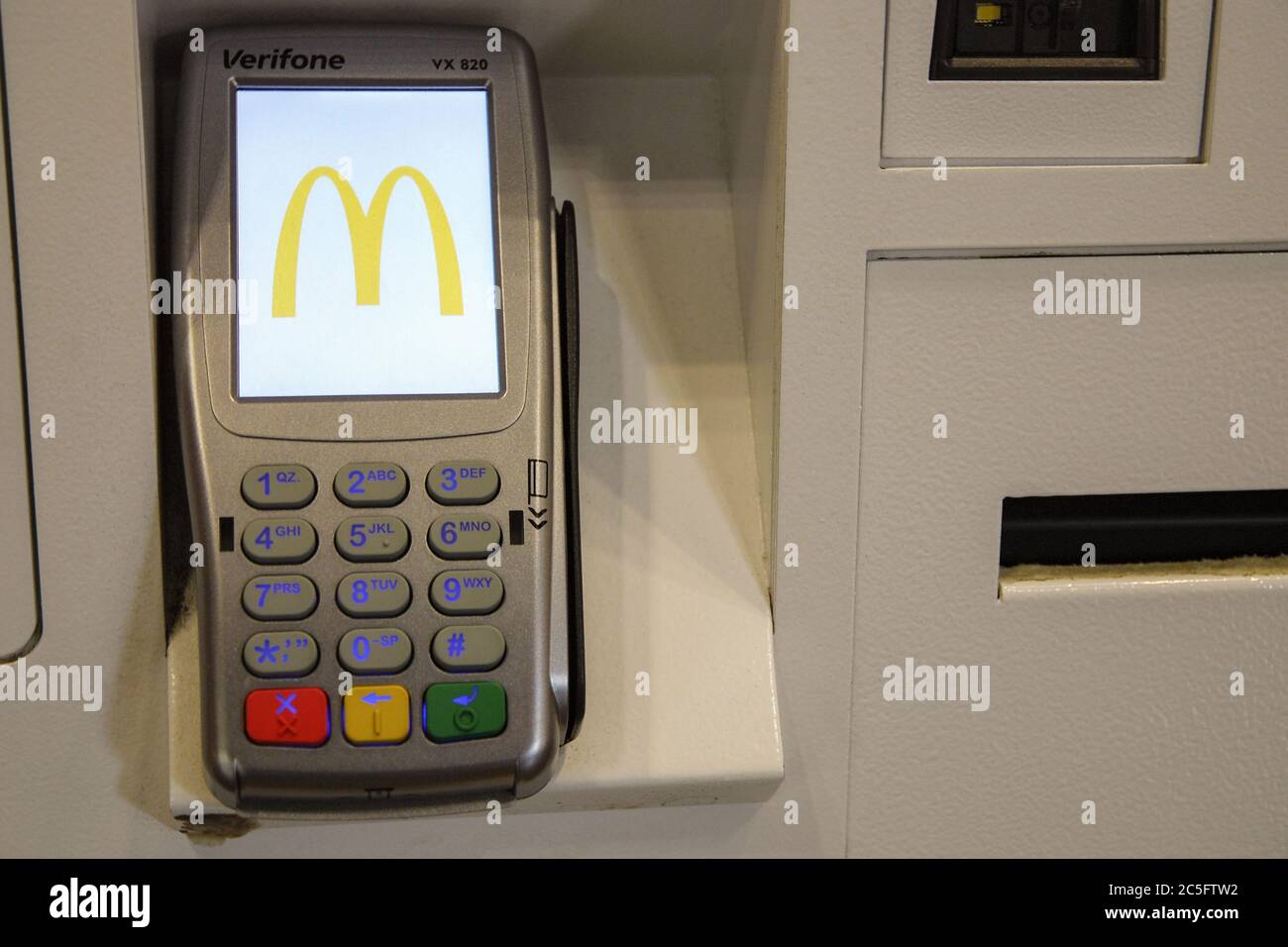 Moscow 23/08/2019 Payment terminal at McDonald's restaurant Stock Photo