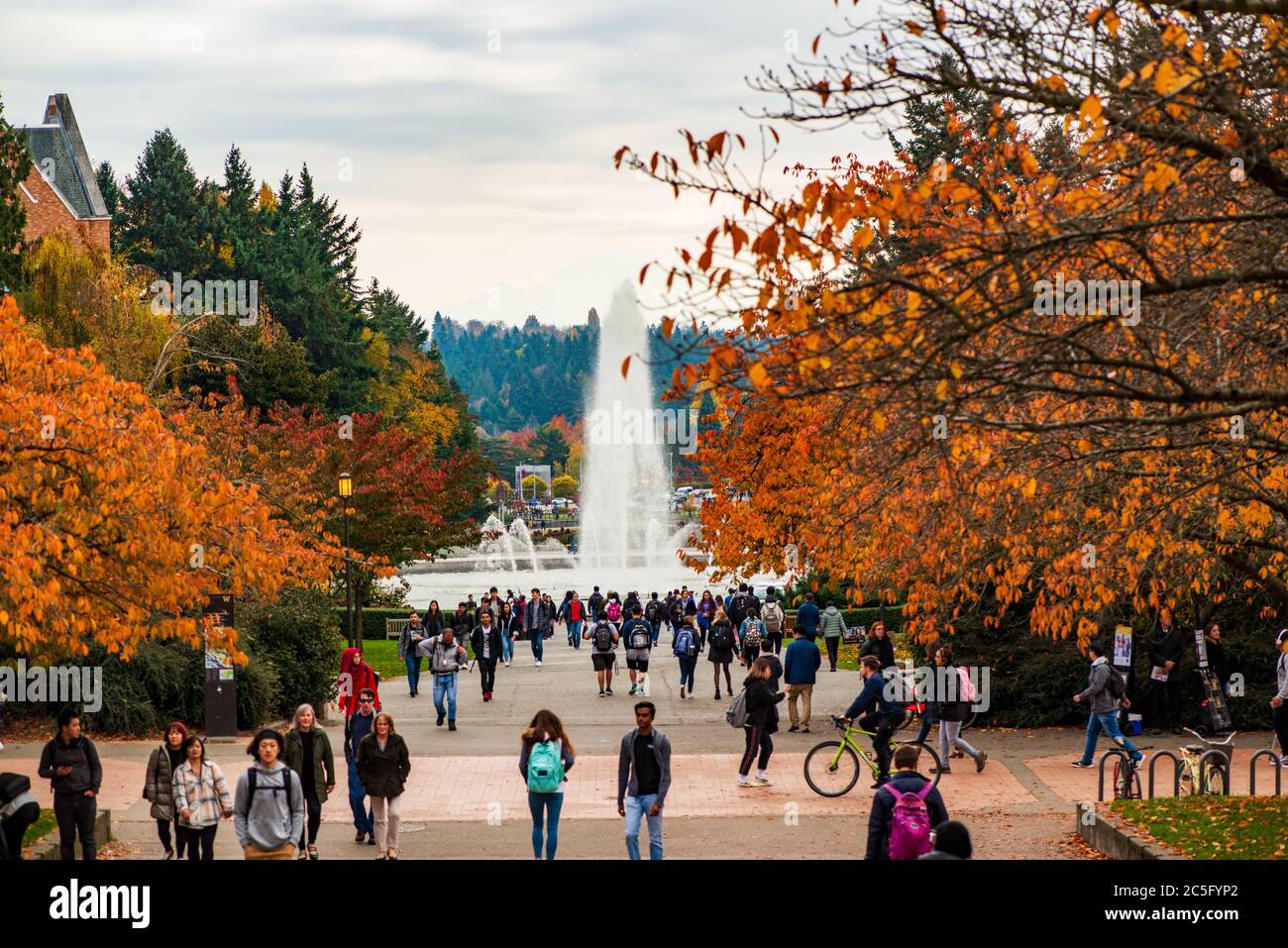 Drumheller Fountain, University of Washington, Seattle, Washington Stock Photo
