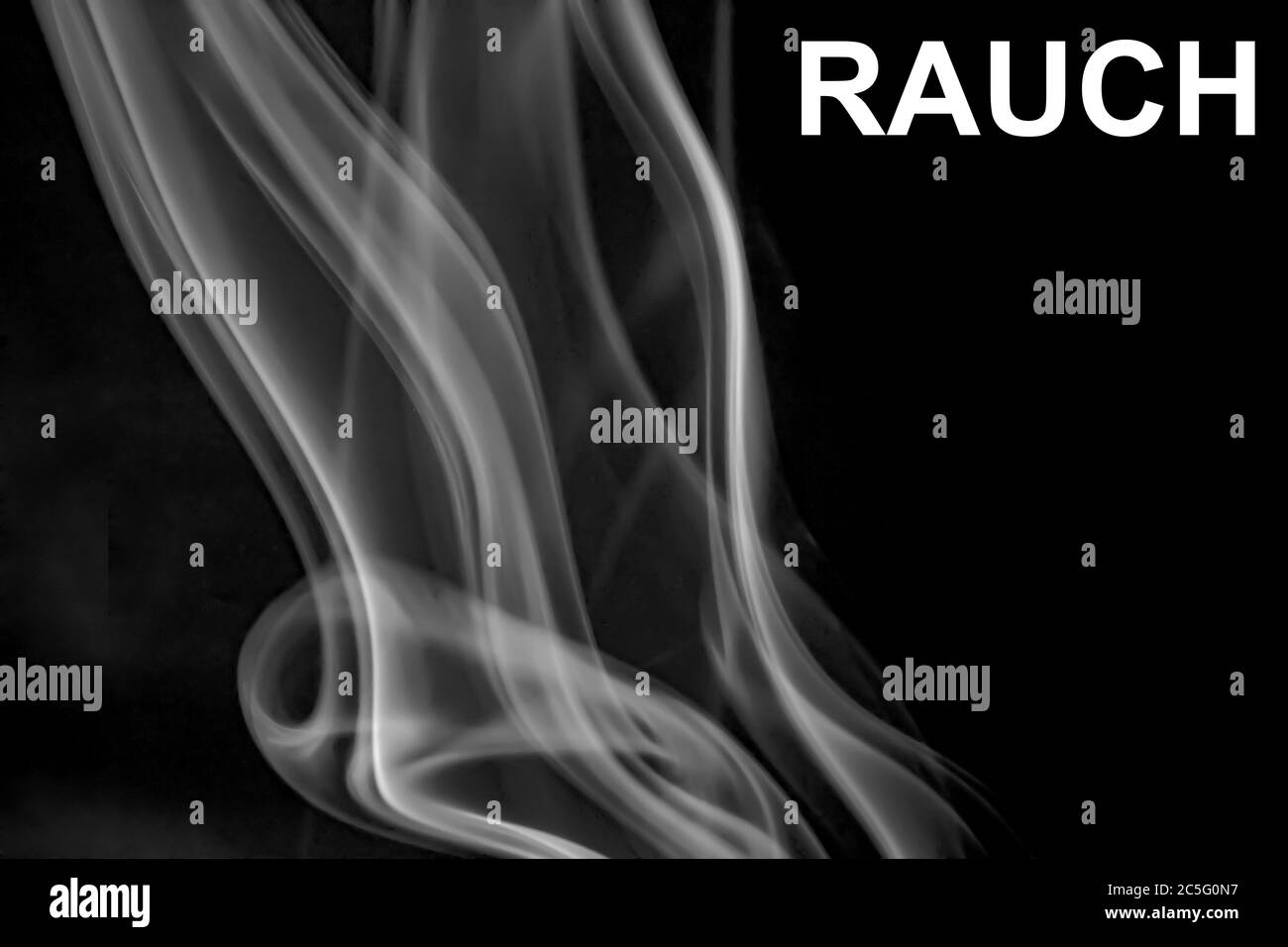 Concept dynamic smoke with RAUCH Lettering in german language in flow