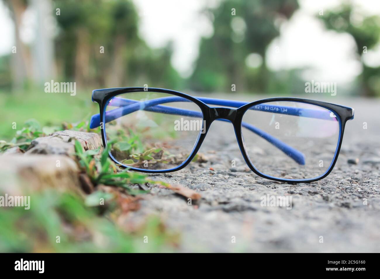 Eye glass on road Stock Photo
