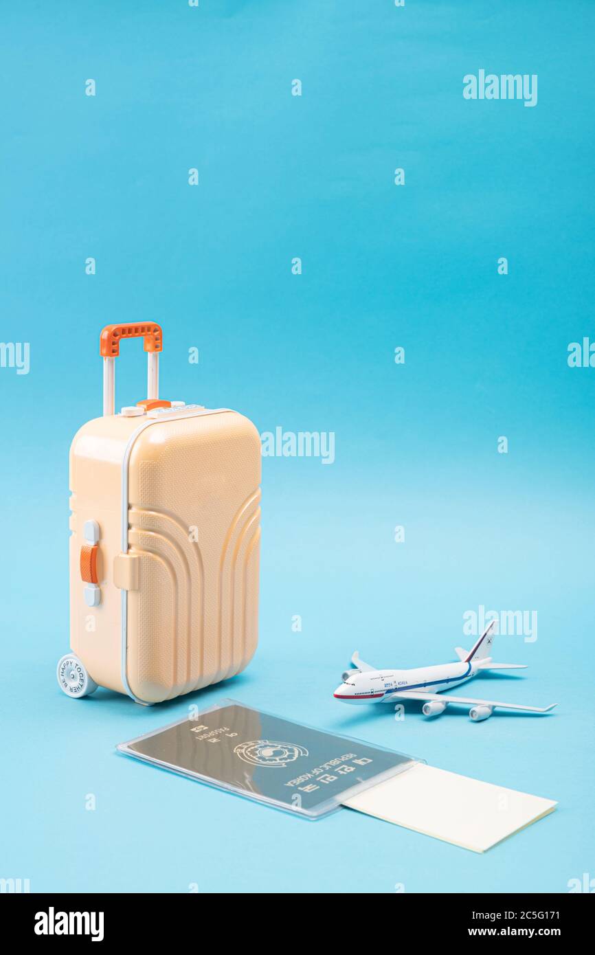 Travel concept- traveler accessories on colorful background 004 Stock Photo