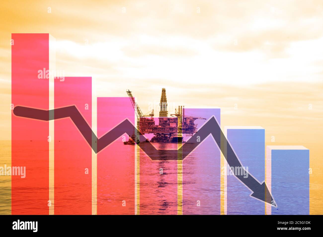 Oil industry decline concept with the chart Stock Photo Alamy