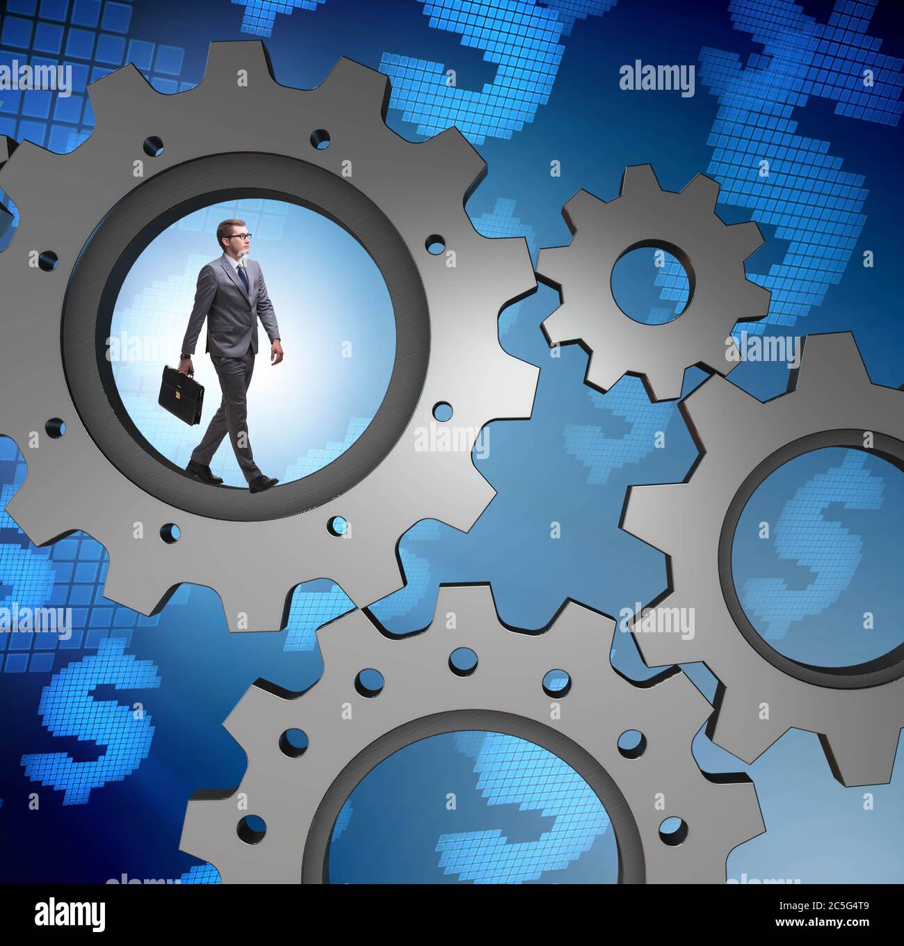 The teamwork concept with cogwheels and business people Stock Photo - Alamy