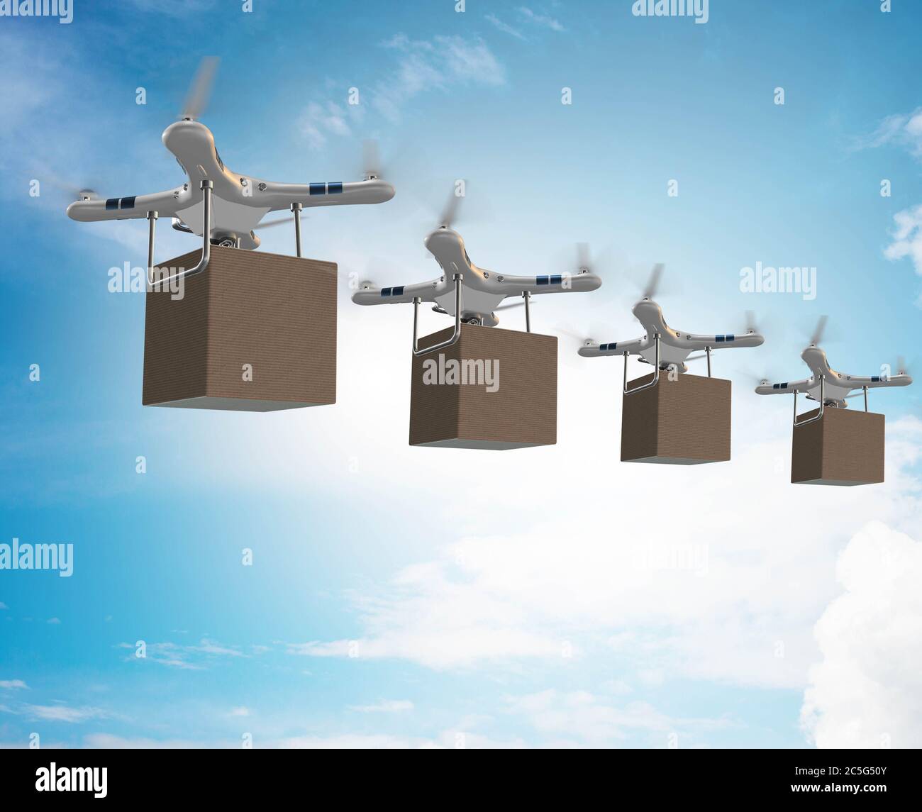 The drones in package delivery concept Stock Photo - Alamy