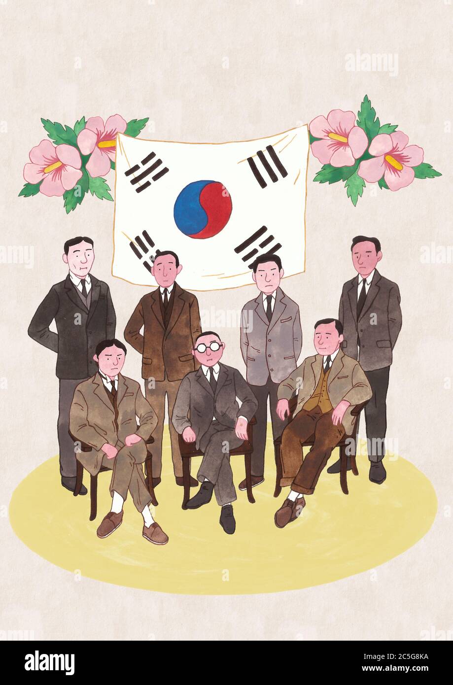 Hand drawn great people and historical events in Korea 002 Stock Vector