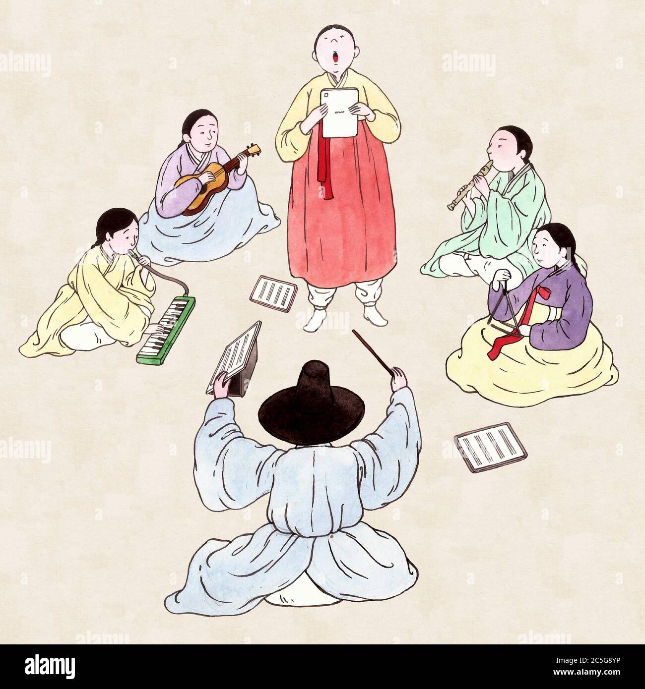 Korean traditional instruments Stock Vector Images - Alamy