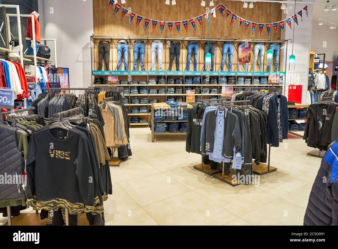 MOSCOW, RUSSIA - SEPTEMBER 14, 2019: interior shot of Colin's store at Salaris shopping mall in Moscow. Stock Photo