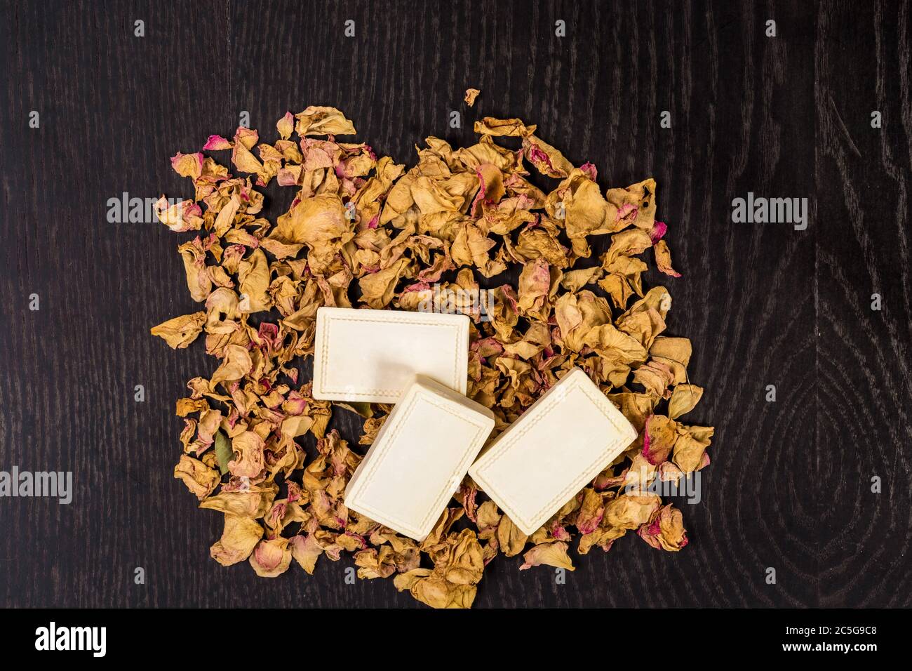 bath soap with dry rose petal closeup Stock Photo Alamy