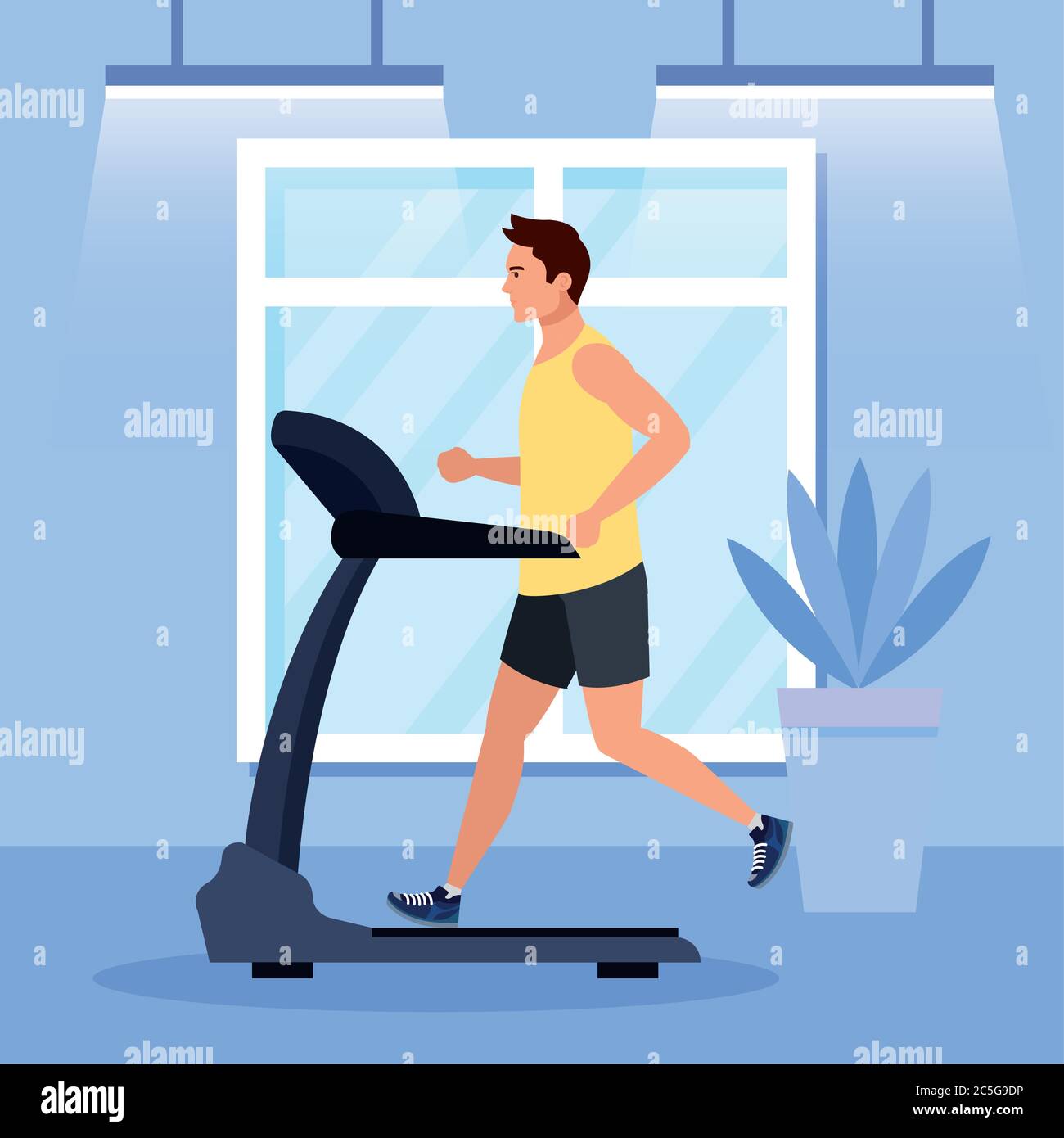 sport man running on treadmill in the house sport person at the electrical training machine in gym home Stock Vector Image Art Alamy