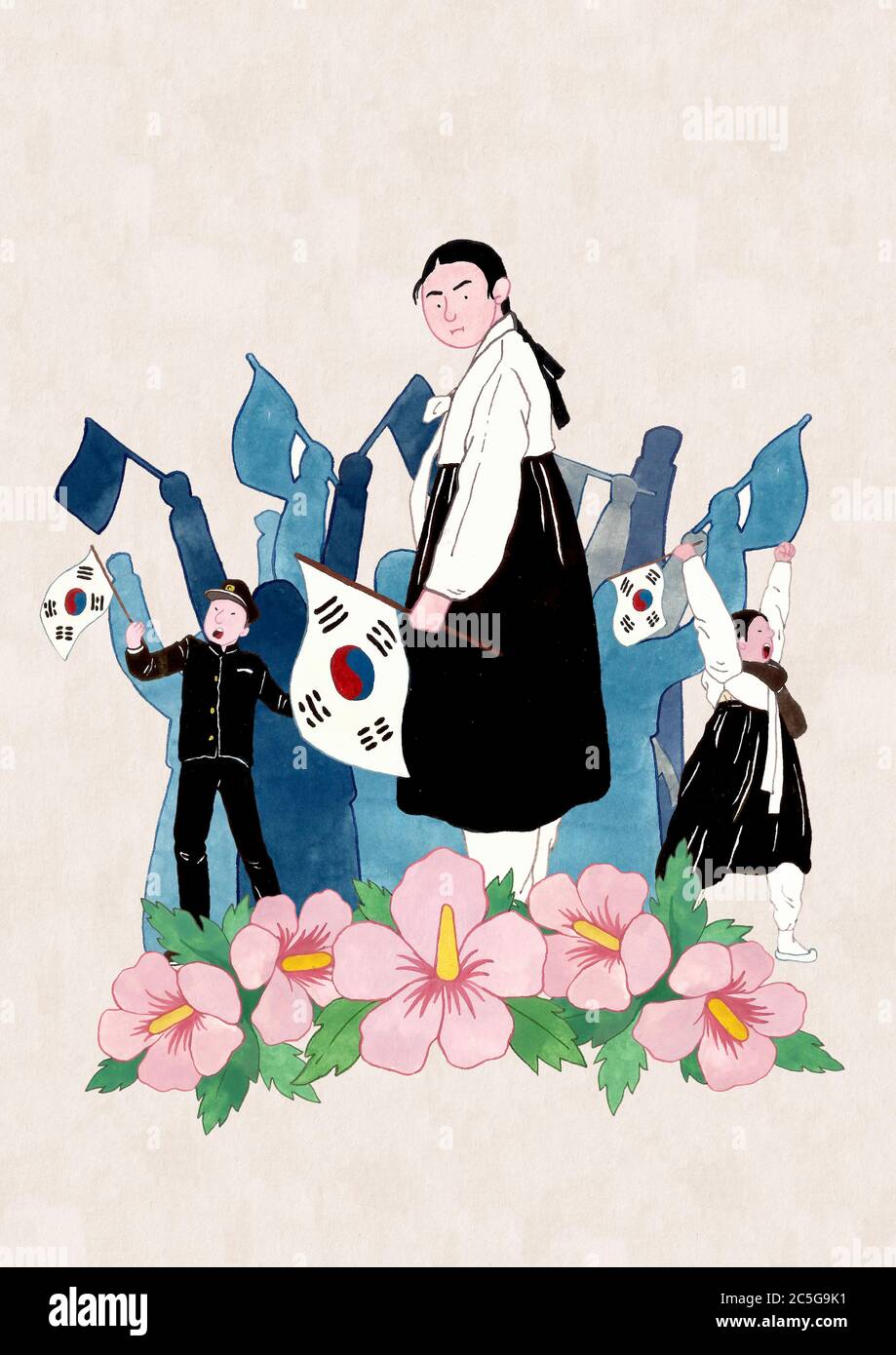 Hand drawn great people and historical events in Korea 001 Stock Vector