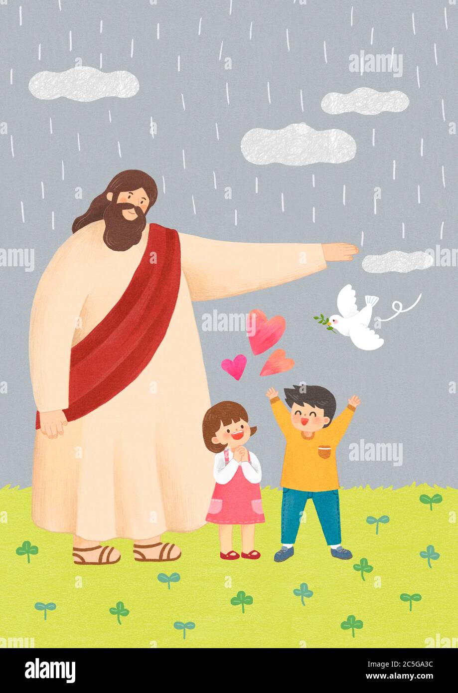 Jesus christ catholic religious, Jesus with children illustration 004 Stock Vector