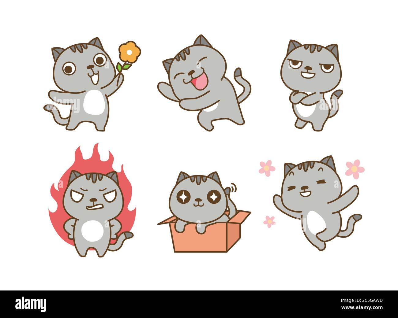 Set of Emoticons. Emoji character cartoon animals illustration 015 Stock Vector
