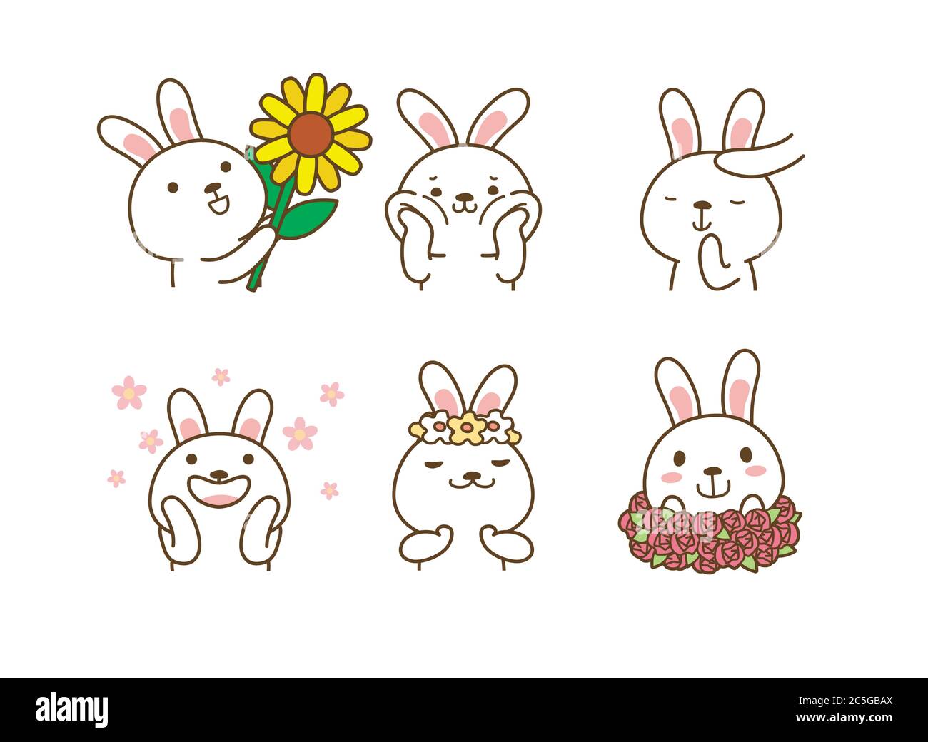Set of Emoticons. Emoji character cartoon animals illustration 013 Stock Vector