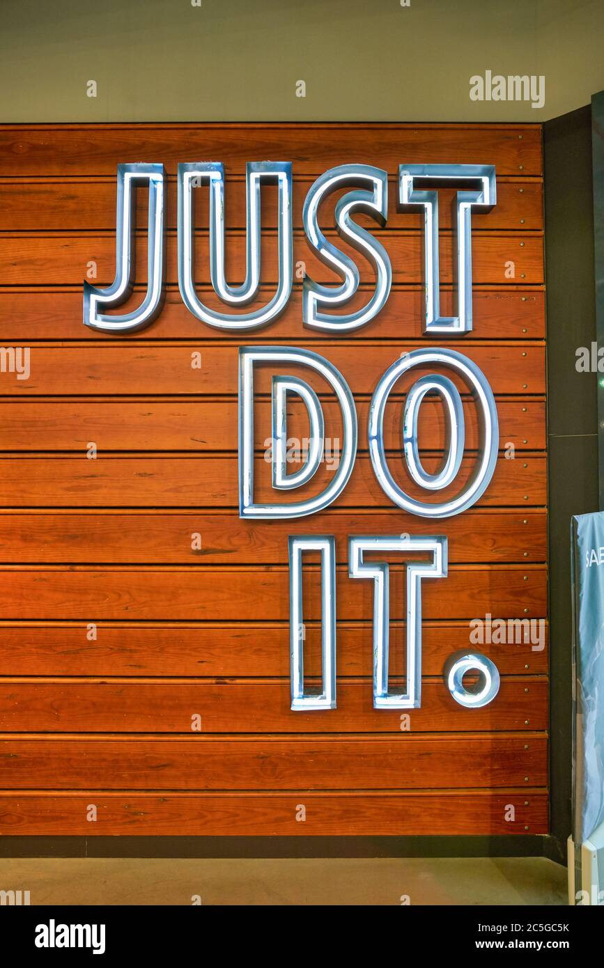 BERLIN, GERMANY - SEPTEMBER, 2019: interior shot Nike store in of Berlin. Do