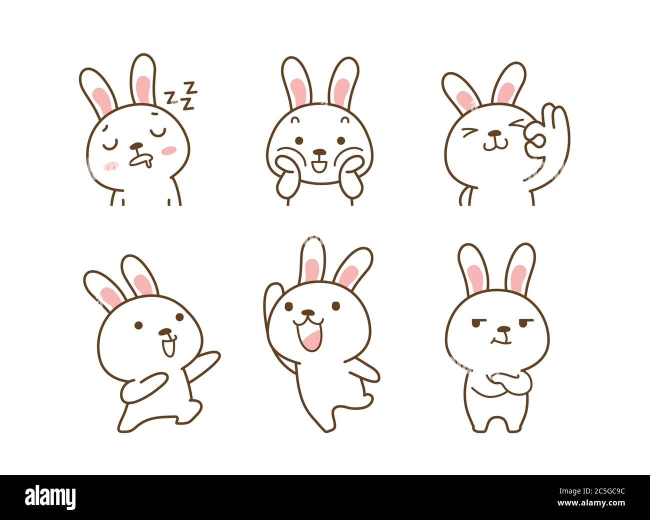 Set of Emoticons. Emoji character cartoon animals illustration 004 Stock Vector