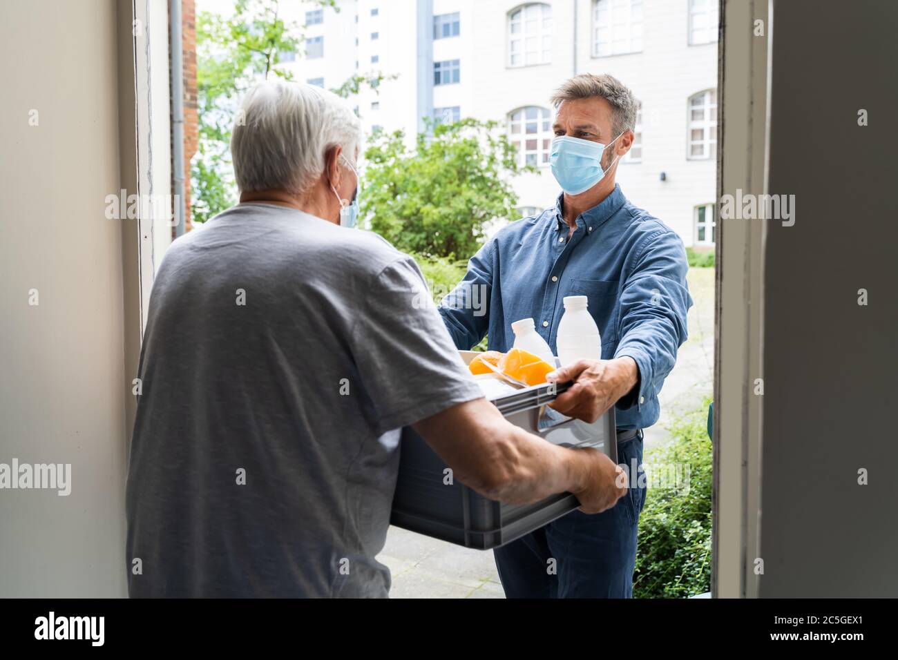 Grocery Food Shopping Help For Elder And Senior Stock Photo Alamy