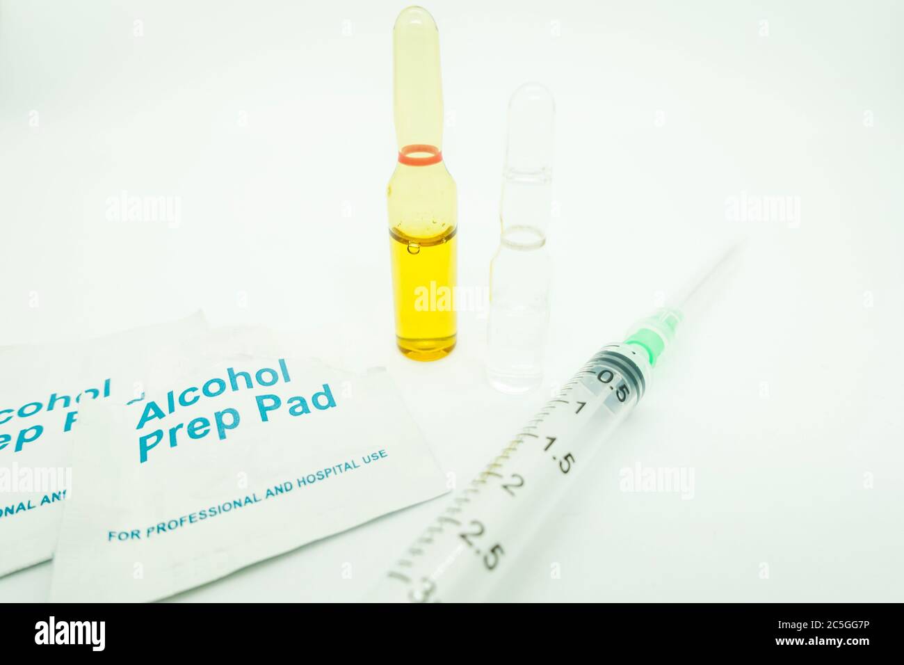 Medication ampoules for Intravenous injections on a wooden background ...