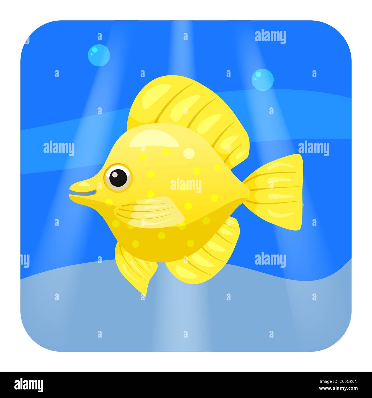 Exotic tropical fish isolated on seae background. Vector cartoon illustration. Stock Vector