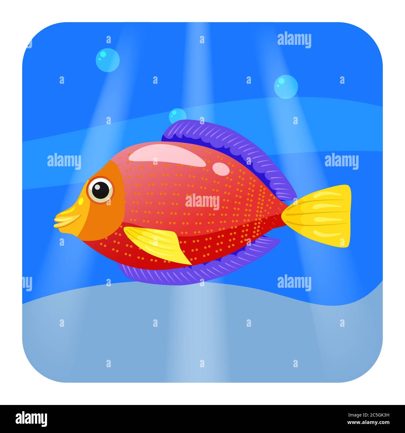 Cute Tropical fish, red color in sea, ocean, cartoon style, vector  illustration, isolated Stock Vector Image & Art - Alamy