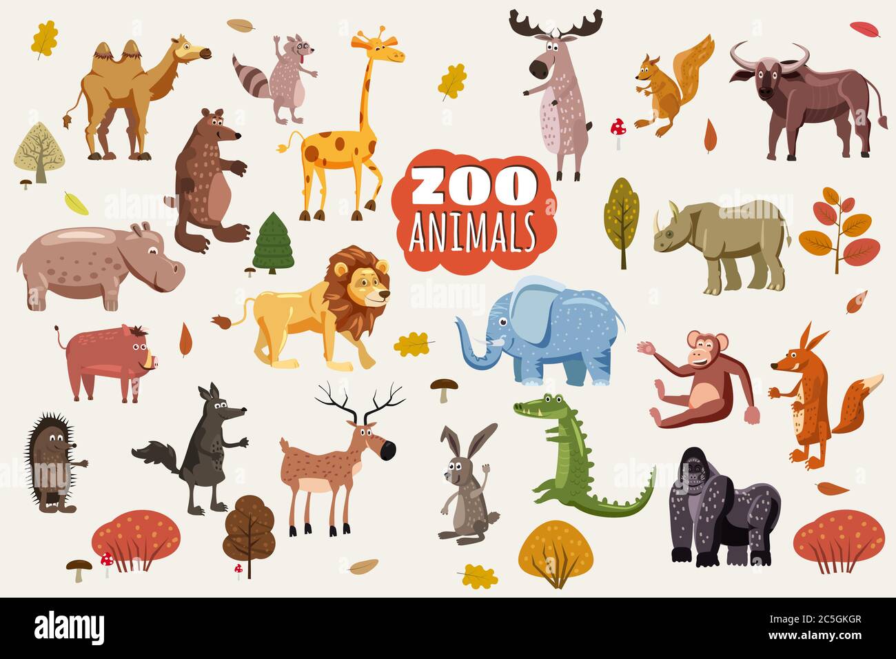 Big set of wild animals cartoon vectors. African, Australian, Asian, South  and North American fauna predators and herbivorous species. Cartoon style  Stock Vector Image & Art - Alamy
