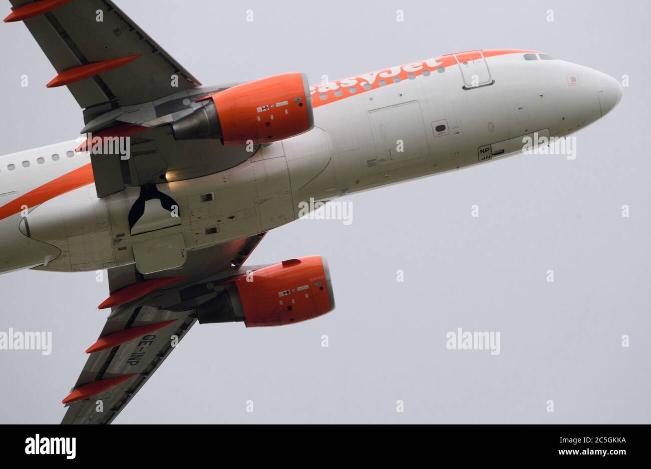 02 July 2020, Brandenburg, Schönefeld: An Airbus A320-200 of the airline easyJet Europe will take off from the airport runway for its flight to Corfu. Photo: Soeren Stache/dpa-Zentralbild/ZB Stock Photo