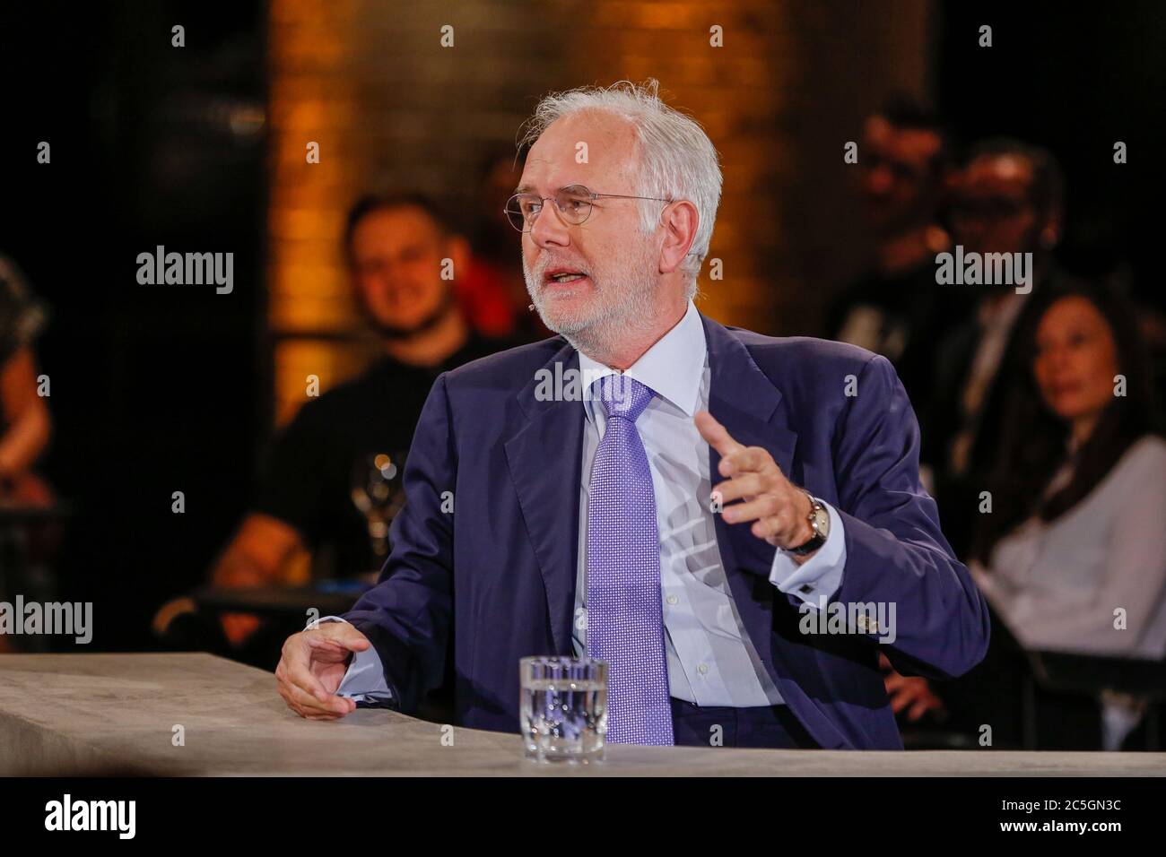 Berlin, Germany. 02nd July, 2020. EXCLUSIVE - Harald Schmidt sits with 'Gysi & Schmidt: Der ntv Rückblick' in the Bricks-Club Credit: Gerald Matzka/dpa-Zentralbild/ZB/dpa/Alamy Live News Stock Photo