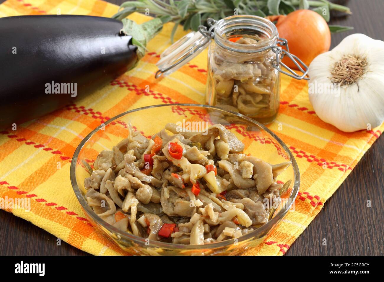 Marinated eggplant with olive oil Stock Photo Alamy