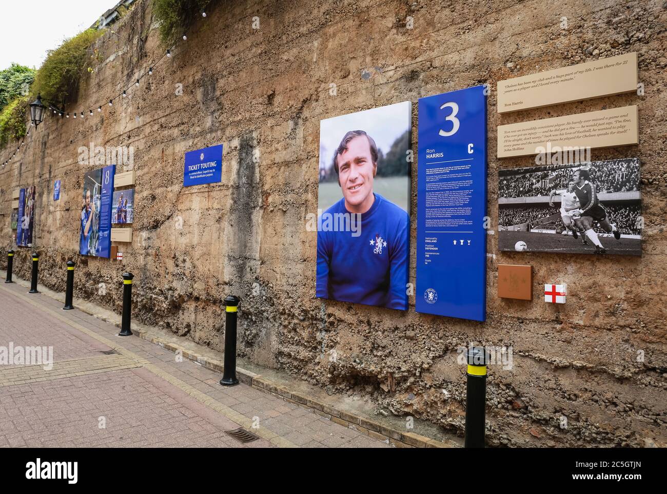 London, UK. The Shed Wall. Ron Harris. Chelsea Football Club. Stamford