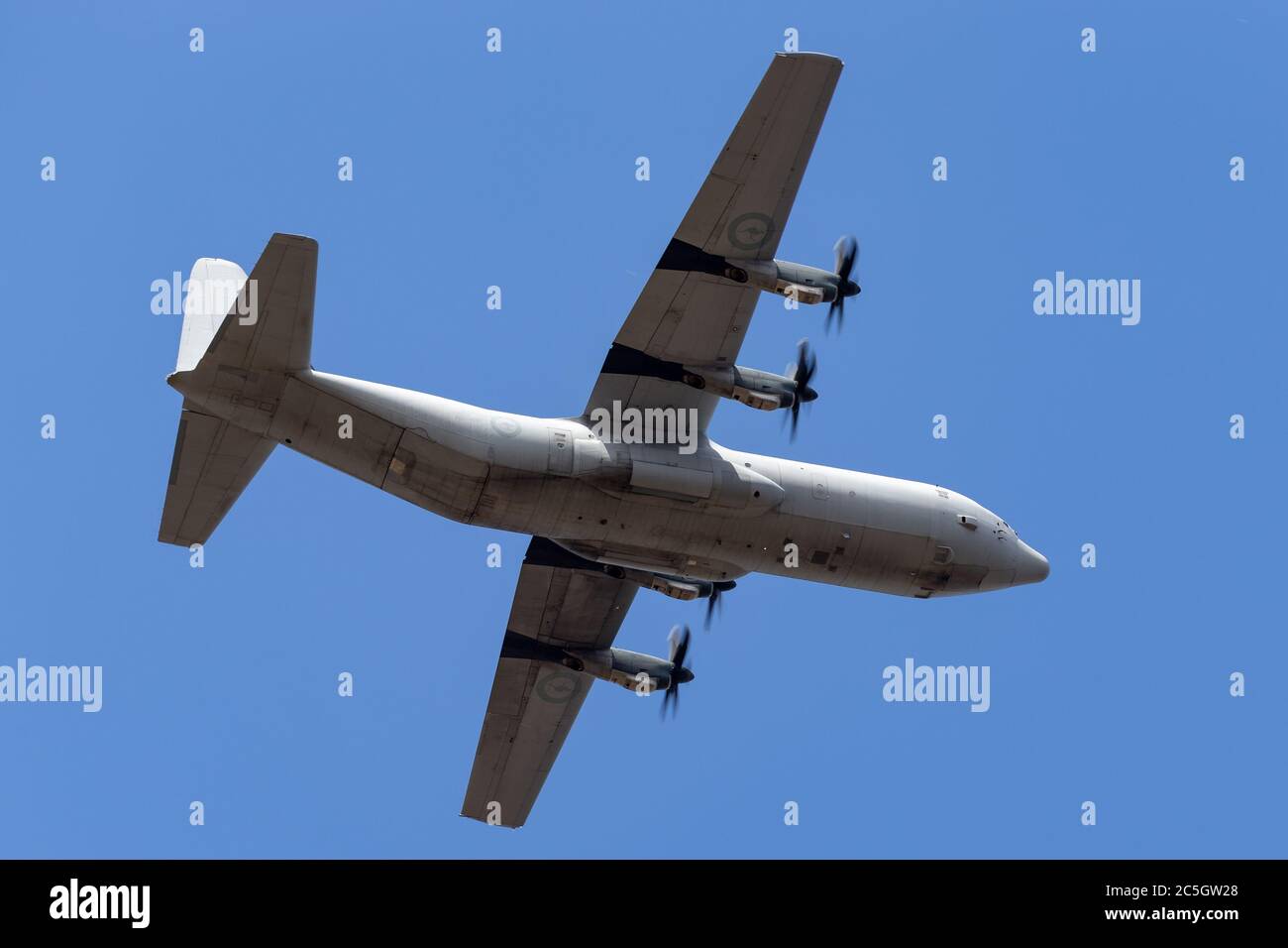 Royal Australian Air Force Lockheed Martin C-130J Hercules military cargo aircraft. Stock Photo