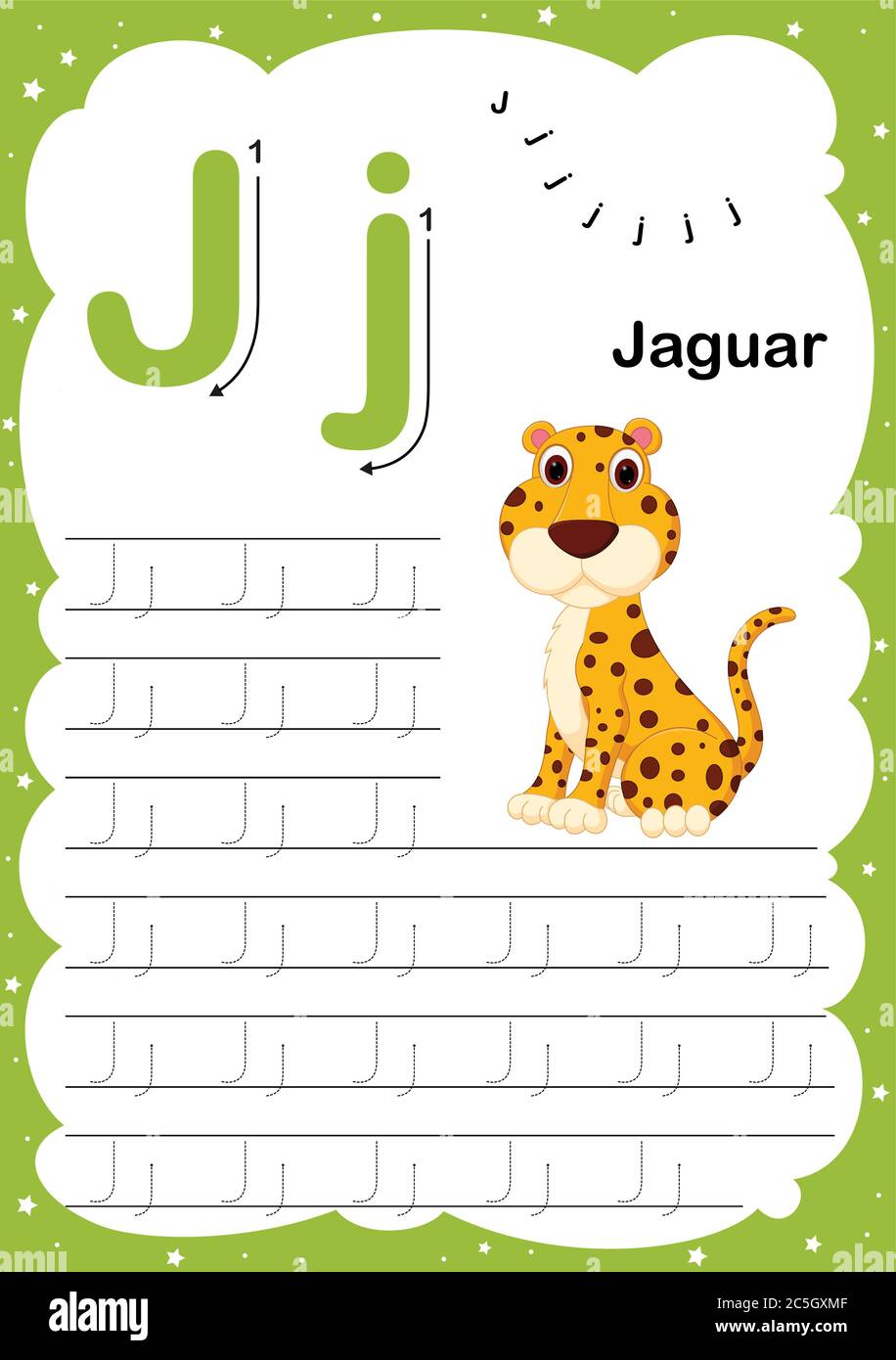 colorful letter j uppercase and lowercase alphabet a z tracing and