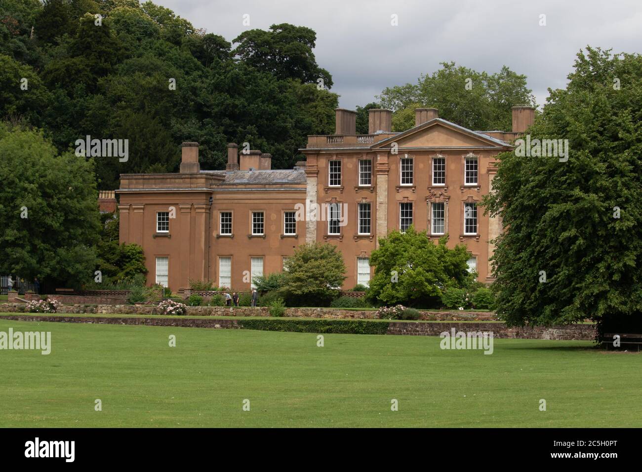 Himley Hall with croquet players on lawn. Summer. July 2020. British Isles. Stock Photo