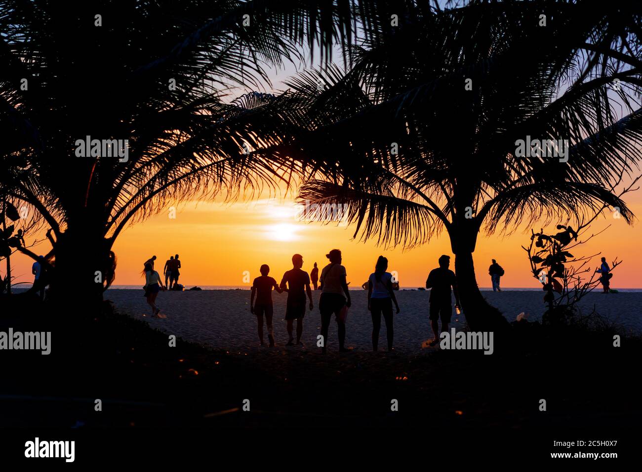 Beautiful sunset at the Tropical beach Stock Photo - Alamy