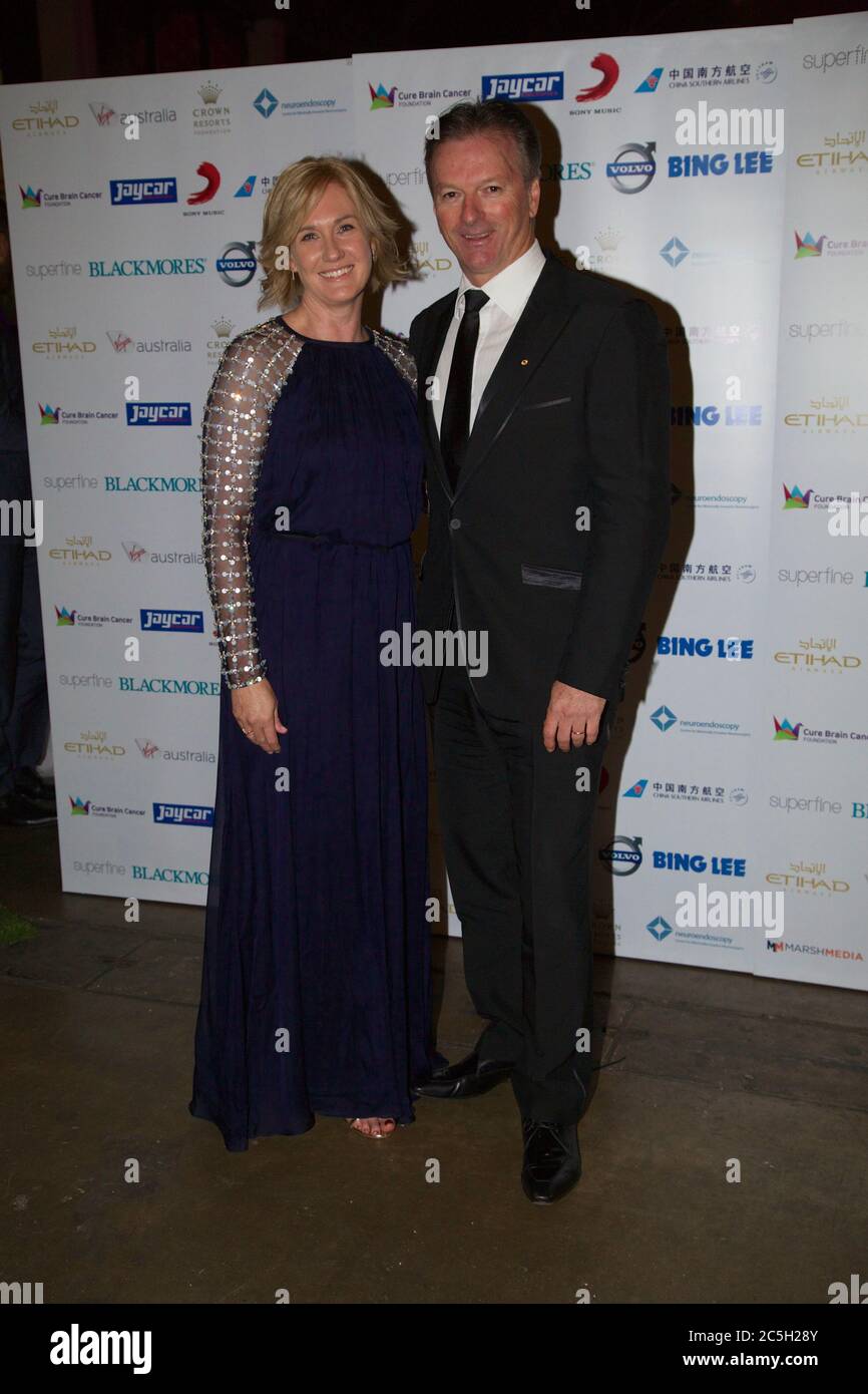 Waugh and Steve Waugh arrive for the Cure Brain Cancer Foundation Mad Hatter Ball at the