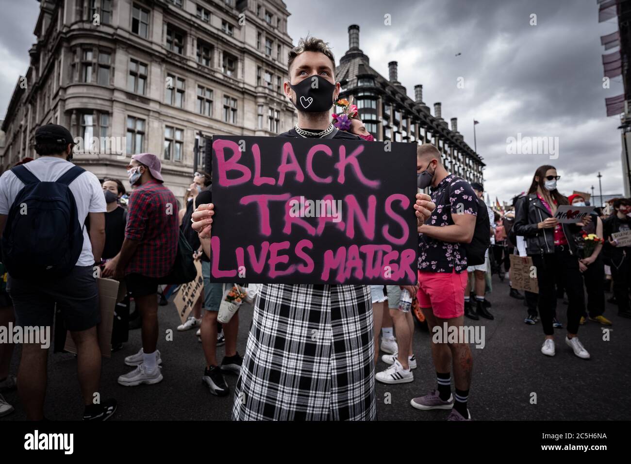 Hundreds join Black Trans Lives Matter protest in London, UK. Stock Photo