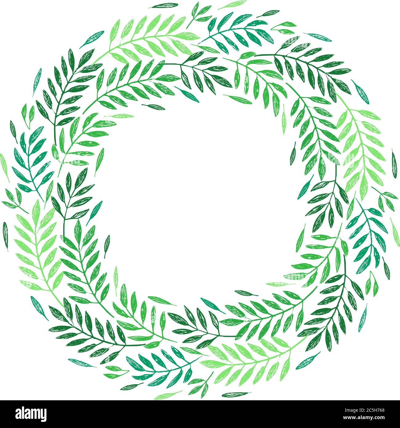 Tropical palm leaves, foliage wreath, round frame. Vector illustration. Tropical jungle palm tree background. Invitation template, greeting card templ Stock Vector