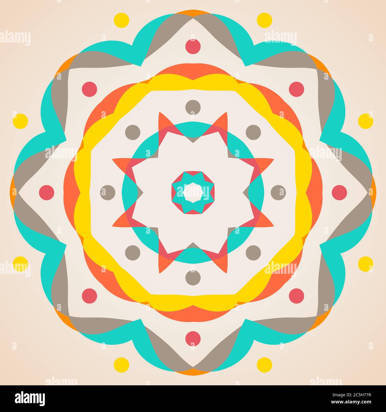 Floor tile with abstract geometric round design. Vector illustration. Stock Vector