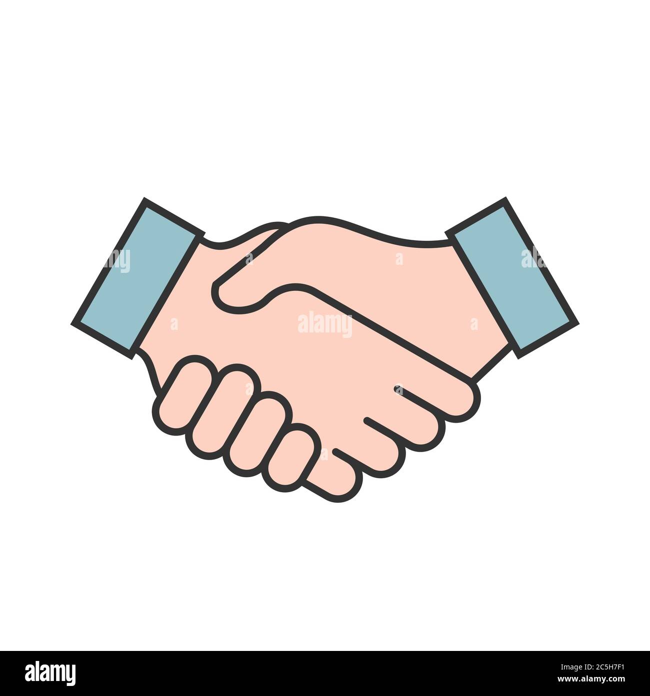 Handshake gesture color icon. Shaking hands emoji. Friends meeting