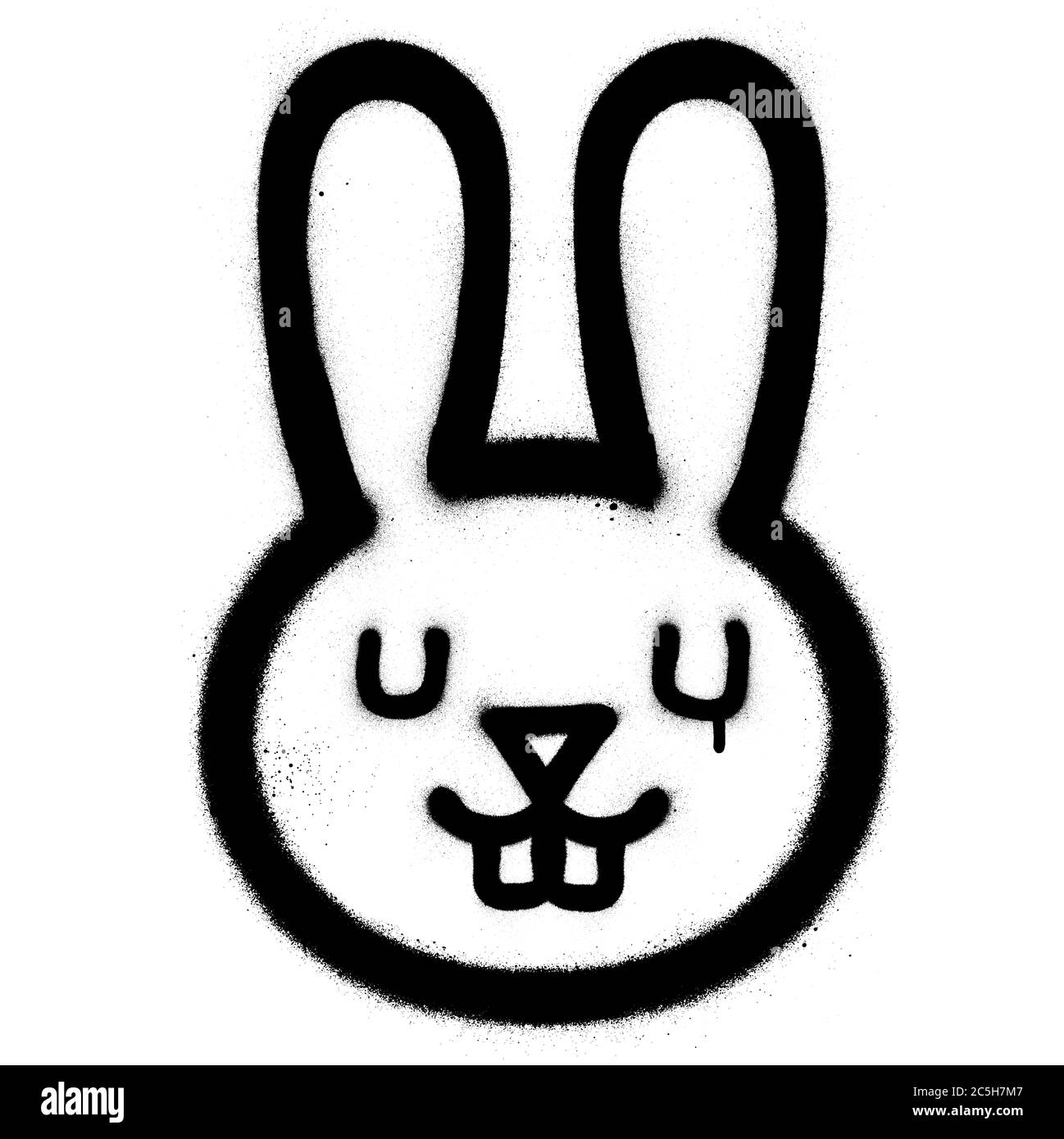 Graffiti cute rabbit sprayed in black over white Stock Vector