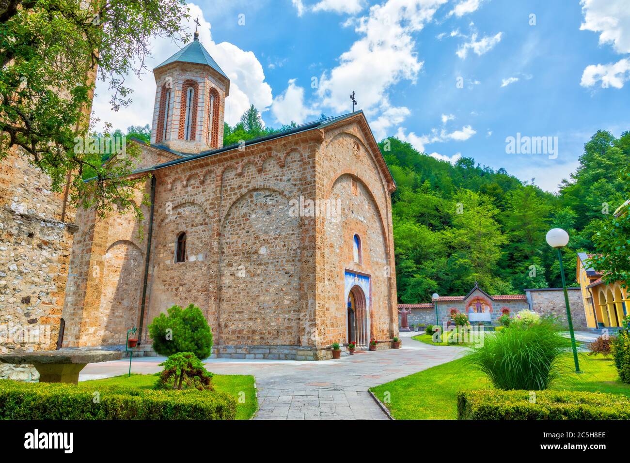 Medieval Raca Monastery. Serbian Orthodox monastery built in the 13th century as the endowment of Serbian King Stefan Dragutin Nemanjic. Located south Stock Photo