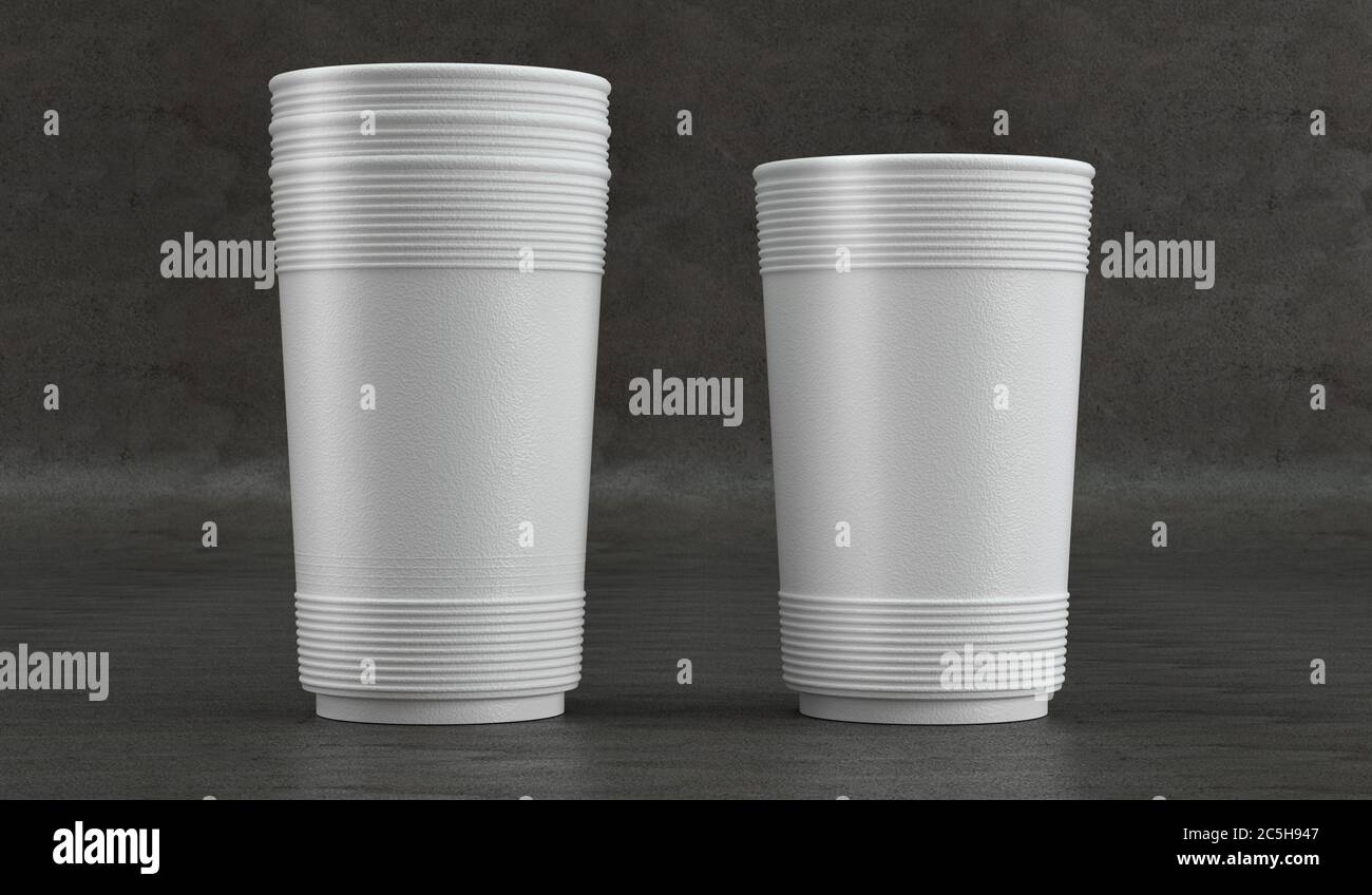 3d render of a white paper cup mockup on concrete background. Front ...