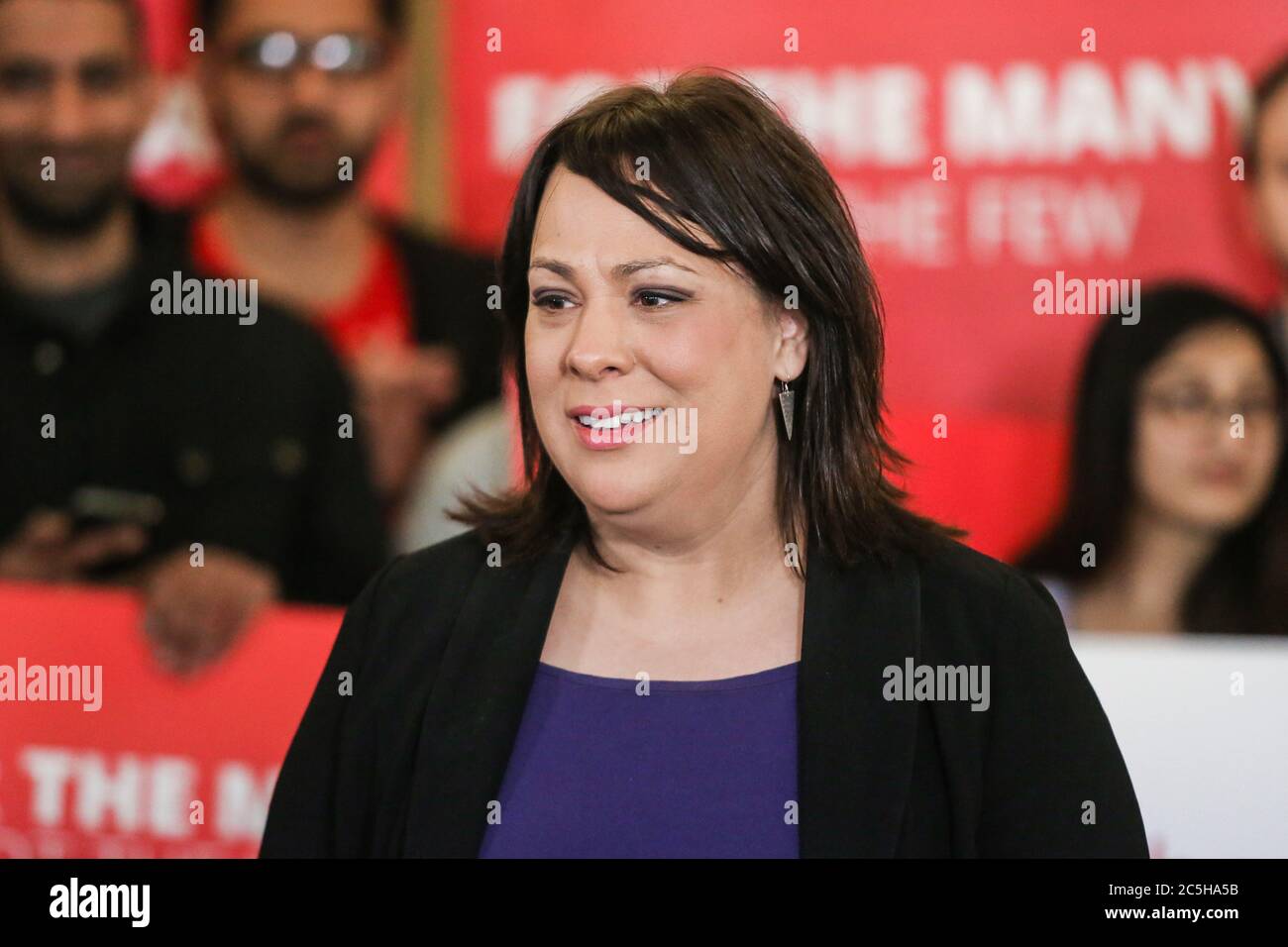 Labour MP for Dewsbury Paula Sherriff at an event in Batley, West Yorkshire, to launch Labour's policy on healthcare and the NHS during the 2017 Gener Stock Photo