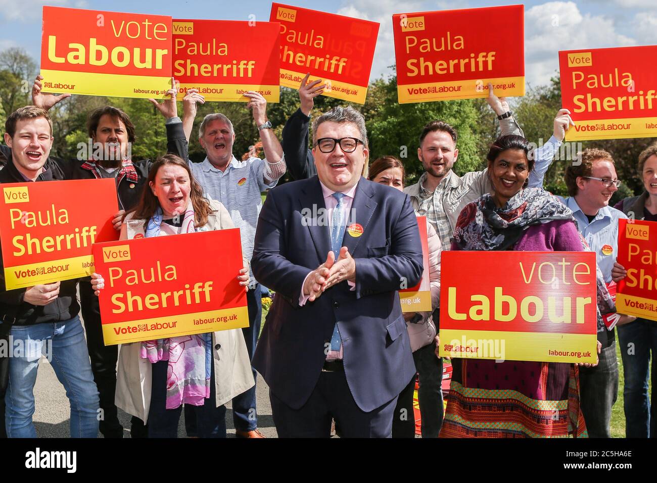 Labour deputy leader Tom Watson on the campaign trail in Dewsbury, West Yorkshire, to support sitting MP Paula Sherriff during the 2017 General Electi Stock Photo